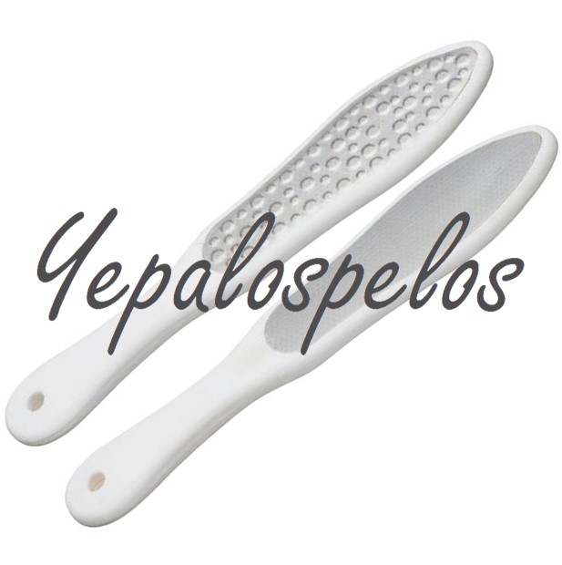 RASPACALLOS METALICO PARA PEDICURA CON MANGO GOMA SOFT BLANCO