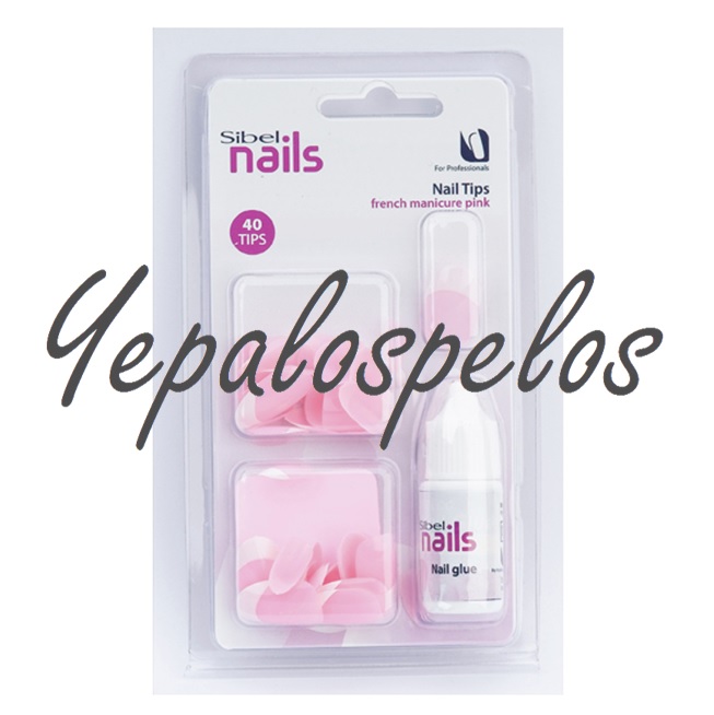 SET 40 UÑAS POSTIZAS ROSA CON FRANCESA BLANCA